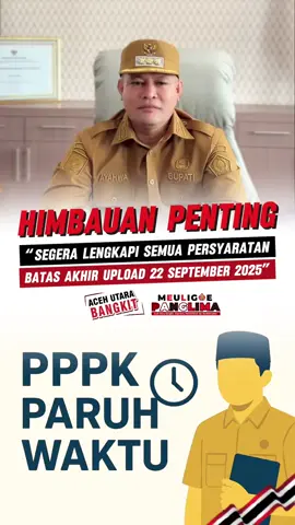 Dengan ini mengumumkan  penyampaian Daftar Peserta Alokasi, Persyaratan dan Mekanisme Penetapan NI PPPK Paruh Waktu di Lingkungan Pemkab Aceh Utara Tahun 2025 segera di lengkapi. Untuk pengisian data dapat di lakukan di website ( https://sscasn.bkn.go.id/  ) besar harapan saya, agar peserta sesegera mungkin melengkapi dokumen yang di minta. #acehutarabangkit #ayahwa #bupatiayahwa #acehutara #aceh 