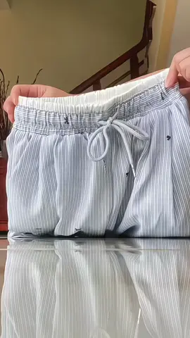 Quần suông ống rộng kẻ sọc phối họa tiết nơ #review #quansuongongrong #goclamdep #quandep 