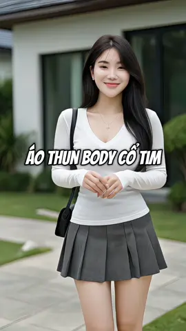 Áo thun cổ tim xinh 