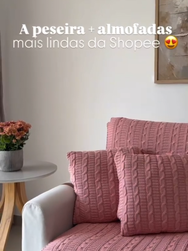 Kit Manta Peseira de Tricot + Capas de Almofadas para Cama Sofá  Cole o ID do produto no App da Shopee 👇🏽👇🏽  ARQ-ZPL-WWM #casa #cama #quarto #sala #manta 