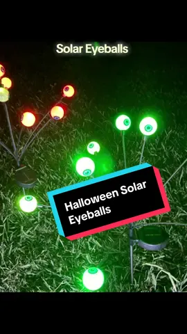 Halloween Outdoor Solar Eyeballs.  Creepy Halloween Decor! Color changing and away in the wind giving creepy vibes during the night sky. For lawns, gardens, porches, planters and more… @ROYALCRAFT #halloween #halloweendecor #creepy #spookyseason #solar 