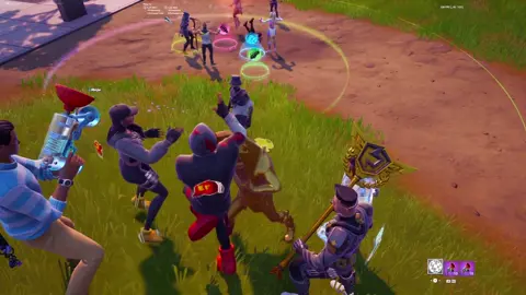 emote battle with e-couple skin 😂,GG to this stacked peely!! #fortnite #partyroyale #emotebattle #fyp 