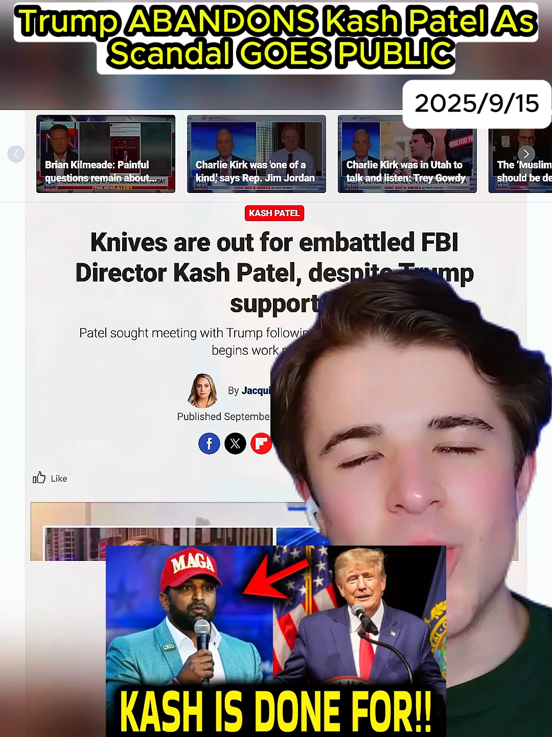 The Shakespearean Drama of Trumpworld To call this story political is accurate, but to call it Shakespearean might be more precise. Trump’s court operates like a royal palace: loyalty is currency, betrayal is death, and survival depends on knowing which way the king’s mood swings. Kash Patel, once the prince of Trump’s shadow government, now looks like another fallen knight. The palace gates have slammed shut. His name is being scrubbed from Trump’s speeches, his face absent from campaign videos, his presence erased from the narrative. It’s a purge — and in Trumpworld, purges are always brutal. The Future of Patel: Martyr or Villain? So what happens to Patel now? Two paths seem possible: The Martyr: Patel could embrace the role of betrayed loyalist, positioning himself as the man who gave everything for Trump only to be discarded. This could win him sympathy among certain MAGA factions and potentially even set him up as an independent power broker. The Villain: Alternatively, Trump’s allies may begin leaking damaging details to smear Patel and justify his abandonment. Already, whispers are circulating about questionable decisions, financial improprieties, and personal rivalries. In this version, Patel becomes the scapegoat, a cautionary tale for anyone thinking of crossing Trump. Social Media: The Wildfire Factor Twitter (or “X”) and Truth Social are ablaze. Hashtags like #TrumpBetrayal, #KashGate, and #MAGAImplosion are trending. Memes have already flooded the space: Images of Trump tossing people off a lifeboat with Patel’s face edited in. Side-by-side comparisons of Trump’s past “loyalty pledges” versus his current silence. Clips from The Godfather being repurposed to mock Patel’s downfall. This is the modern battlefield, and it matters. In today’s politics, perception online often dictates reality offline. Final Word: A Scandal With Staying Power The abandonment of Kash Patel isn’t just a one-week headline. It strikes at the heart of Trump’s entire political brand: loyalty, control, and domination. By letting Patel fall, Trump may have protected himself in the short term — but in the long term, he may have just created another powerful enemy. History shows that Trump’s abandoned allies rarely go quietly. From Michael Cohen’s explosive testimony to John Bolton’s tell-all book, the pattern is unmistakable. The question is simple: Will Kash Patel stay silent, or will he strike back? If he chooses the latter, this scandal could be the most dangerous yet for Trump, because it comes not from Democrats, prosecutors, or journalists — but from inside his own camp. One thing is certain: in the coming weeks, every leak, every rumor, and every Patel appearance will be dissected like political scripture. The MAGA empire is trembling, and the world is watching.#viralvideos #HARYSISSON #breakingnews #trump2025 #charlie #trends #harrysissonnews #news #hot