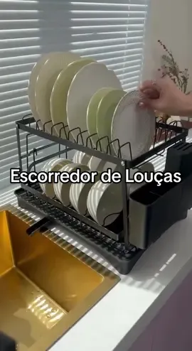 Escorredor de Louças Rack Aço Carbono Organizador Preto #fyp #viralvideos #searchcreatorinsights #cozinha #escorredordelouças 