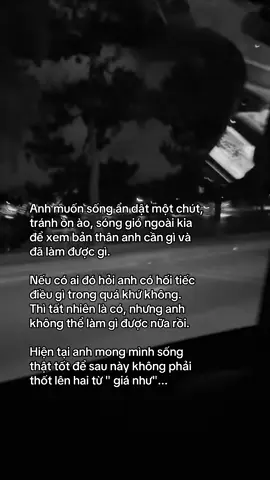 Anh muốn sống ẩn dật một chút, tránh ồn ào, sóng gió ngoài kia để xem bản thân anh cần gì và đã làm được gì. Nếu có ai đó hỏi anh có hối tiếc điều gì trong quá khứ không. Thì tất nhiên là có, nhưng anh không thể làm gì được nữa rồi. Hiện tại anh mong mình sống  thật tốt để sau này không phải thốt lên hai từ 