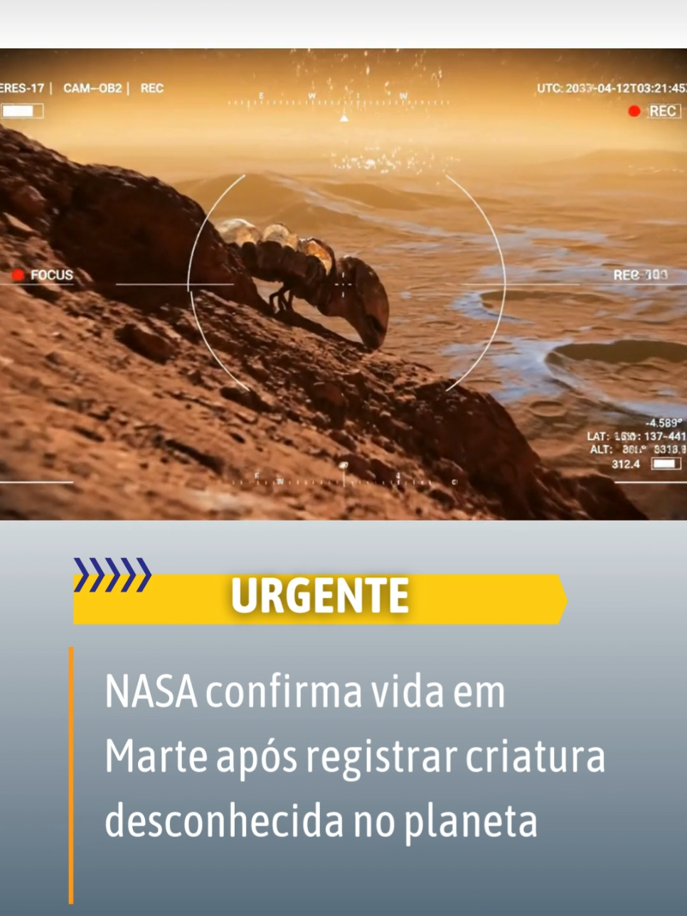 NASA confirma vida em Marte após registrar criatura vagando na superfície do planeta. #nasa #marte #aliens #alienigenas #ciencia 