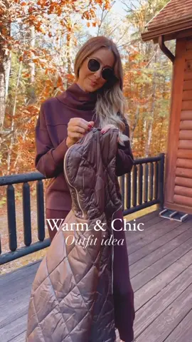 Warm, chic and elegant outfit for colder days! Perfect fall outfit. It runs tts, wearing a size small  This dark brown coat is gorgeous and it definitely keeps you warm  This set is very stretchy and it has an amazing quality fabric  I also love to wear it for traveling  Also wearing a size small  #LTKSeasonal #LTKStyleTip #LTKU #fyp #fall 