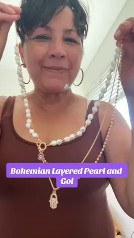Bohemian Layered Pearl and Gol#evileye #handnecklace #womenfashion #tiktokshop 