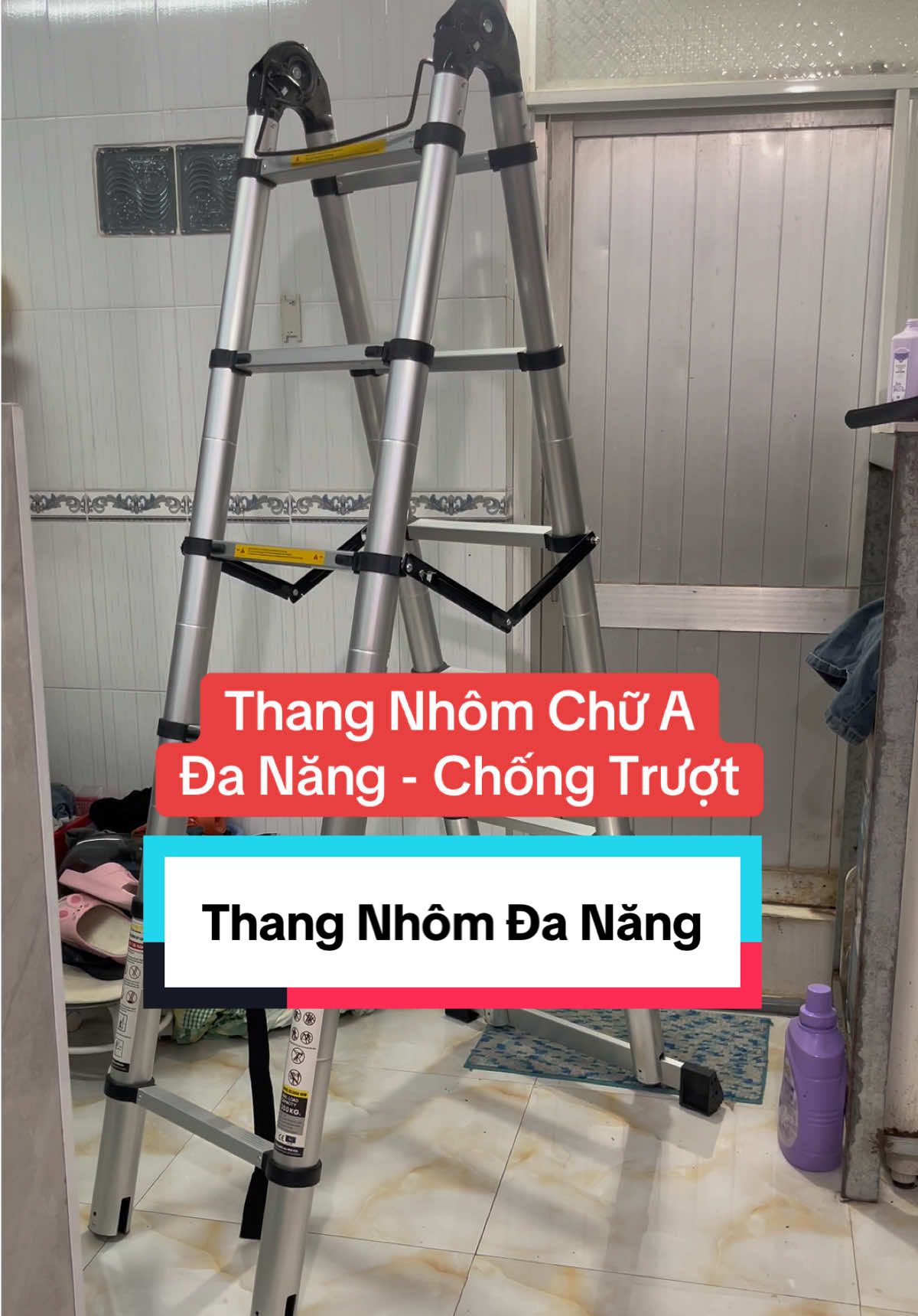 Thang Nhôm Đa Năng Nhiều Kích Thước, Chống Trượt, Chịu Tải Lớn #thangnhom #thangnhomdanang #thangchua #thangchuagapgon #thangnhomrut 