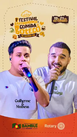 🎤 Direto de Bambuí pro coração do público! A dupla Guilherme & Matheus é mais uma grande atração confirmada no nosso #FestivalGastronômicoDeBambuí! ⠀ Com raízes bambuienses e carisma de sobra, eles vêm encantando plateias por onde passam com um repertório cheio de sucessos do sertanejo atual — daquelas músicas que estão estouradas e todo mundo canta junto! 🎶🔥 ⠀ 🍻 Prepare a voz e o coração, porque essa apresentação promete ser um dos pontos altos do festival! ⠀ 📍Parque de Exposições Alysson Paolinelli ⠀ #ComidaDeBoteco #GuilhermeEMatheus #SertanejoAtual #RaízesBambuienses  