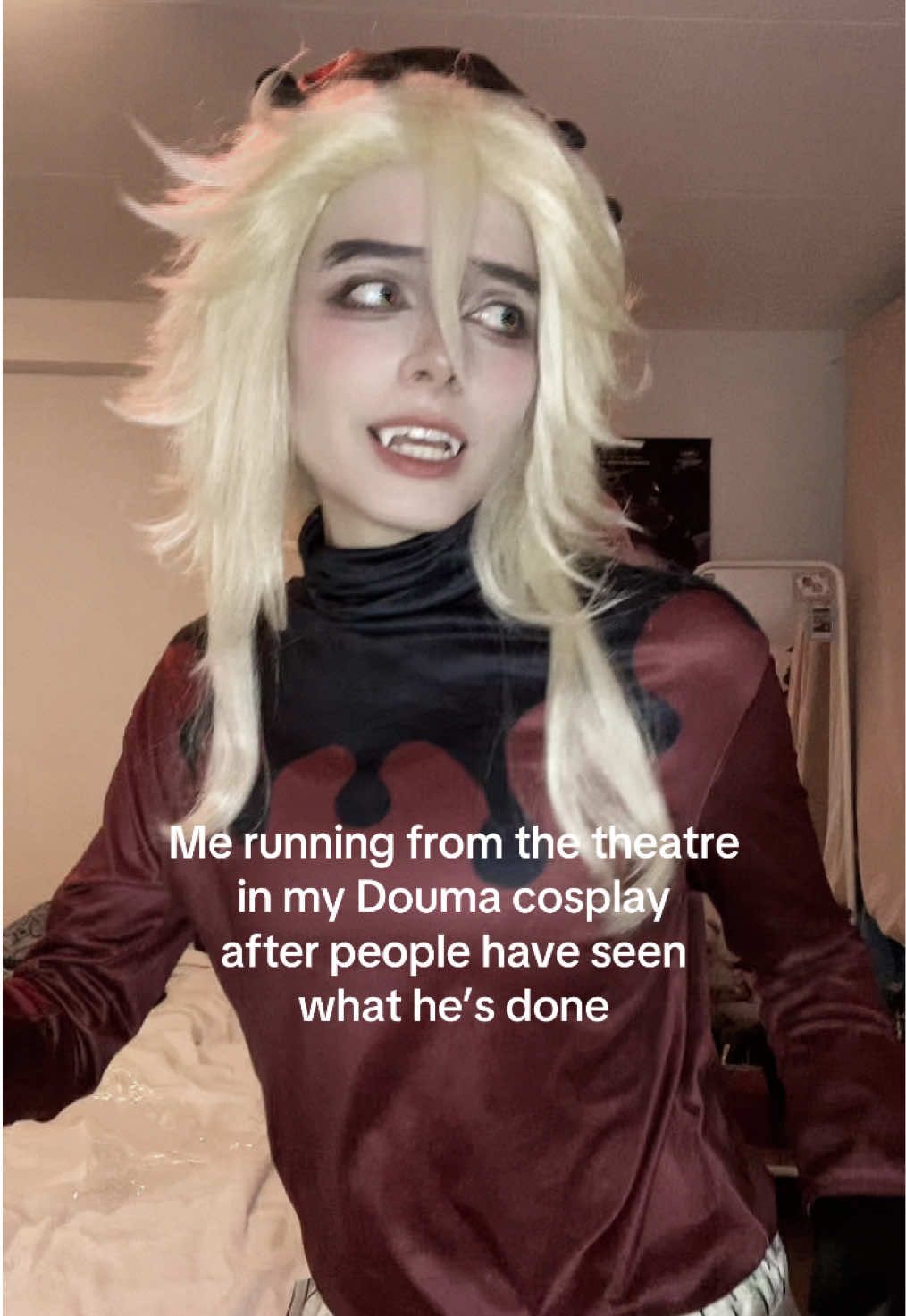 Lowkey got worried when the guy in front of me looked back to double check my cosplay 💀 #doumacosplay #kny #demonslayercosplay #demonslayer #animecosplay   