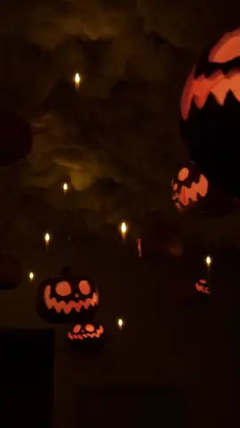 After years of dreaming about it, we finally leveled up my floating pumpkins and added the viral cloud ceiling for Halloween ⚡️🎃🕯️🌩️ #halloweendecor #floatingpumpkins #floatingcandles #cloudceiling #diyhalloweendecor 