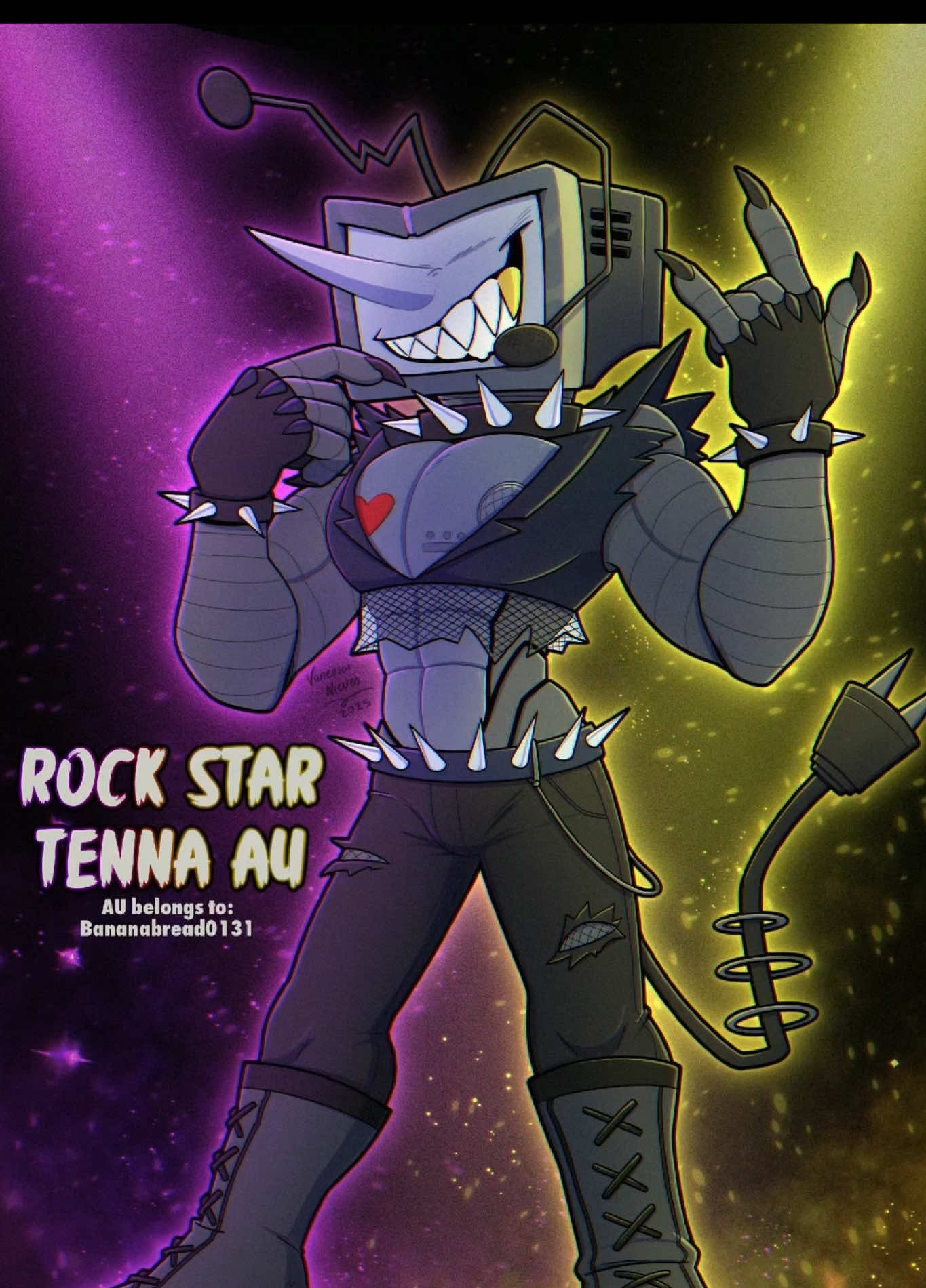 Rock star Tenna AU belongs to @Banana Bread[TV]  I couldn’t help myself lol the design is so good I had to make some art of the cute baby boi x3 I chiseled him a lil bit, I couldn’t help myself XD Hope you guys love the art as much as I did making it. I’m still working on my work queue on my end before I start to tackle my Giant (ANT)enna Au mini comic xp #tenna #deltarune #deltaruneau #spamtenna #digitalart 
