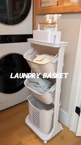 This rolling laundry hamper cart just made laundry day way easier 🧺✨ 3 tiers, easy to move, and fits perfectly in small spaces 👌 follow for more home finds 🖤 #fyp #AmazonFinds #LaundryOrganization #LaundryRoom #tiktokmademebuyit 