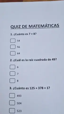 Quiz de Matemáticas. #preguntasyrespuestas #matematica #fyp #trivia #quiz 