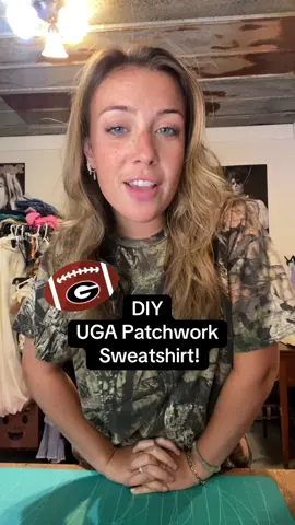 DIY UGA football sweatshirt!! Come to Indie South Market this Saturday in Athens to grab one 🥰 #athensga #georgiabulldogs #uga #sewing #diyproject 