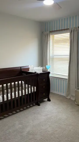 baby boy nursery set up ep 4! built nursery decor (baby essentials like crib & changing table & black out curtains) what do yall think crib against accent wall or white wall?? #nurserydecor #babyboy #babyessentials #pregnancytiktok 