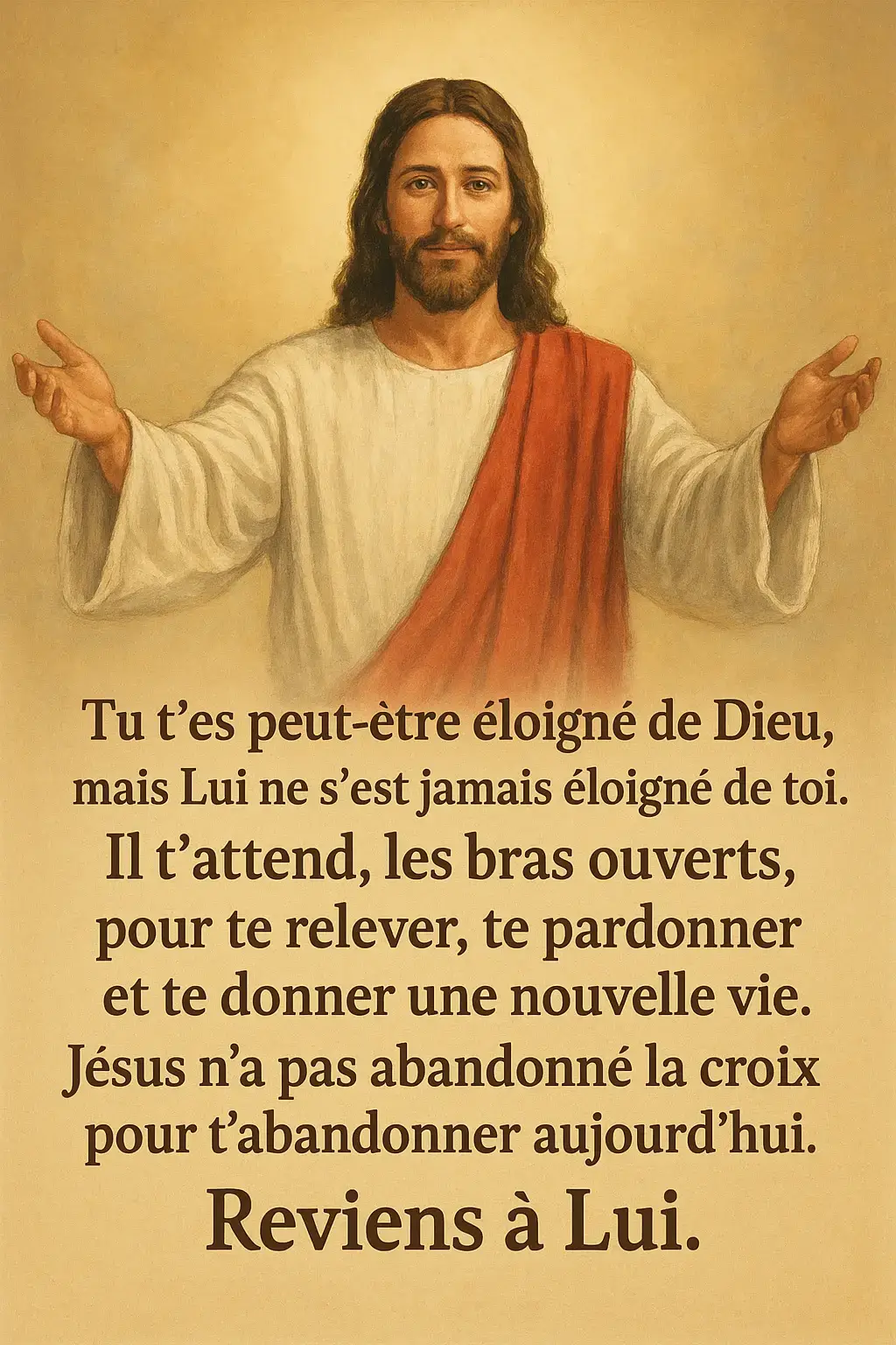 une parole forte  : Ce n’est pas trop tard. Même brisé, tu es précieux aux yeux de Dieu. L’amour de Jésus restaure ce que le monde a détruit. Reviens à la source de la paix.  #Jésus #FoiEnDieu #Espoir #AmourDivin #MessageDeDieu      @PRIÈRE ENFLAMMÉE🔥 @Prophète Gaston 