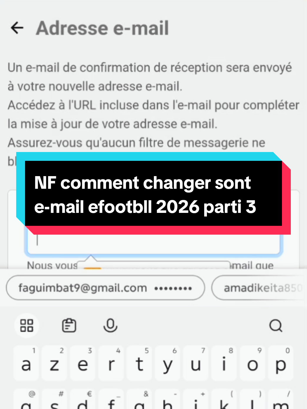 voici comment changer sont e-mail sur efootbll partie 3 #efootball #efootballmobile #2026 #vu #👁👀 