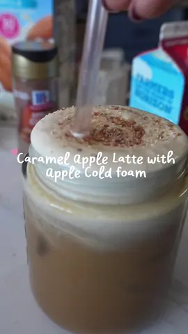 ✨ Caramel Apple Latte Vibes 🍎☕️✨ 	•	Nespresso Double Espresso Dolce 	•	Sugar-free caramel syrup 	•	Sweet Farms Apple Caramel Syrup 🍏 	•	Almond milk + heavy cream cold foam with caramel drizzle 	•	Topped with salted caramel & McCormick apple cider finishing sugar 🍂 Fall flavors in a cup… even if it’s not fall 😍 #icedLatte #Falldrinks #nespressorecipes #drinksathome #coffeetok @McCormick Spices 