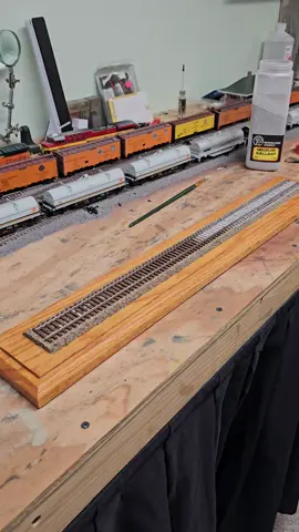 Ballasting the track for a display for a retirement gift. here's the process . #customtrains #custom #railway #hoscale #model         
