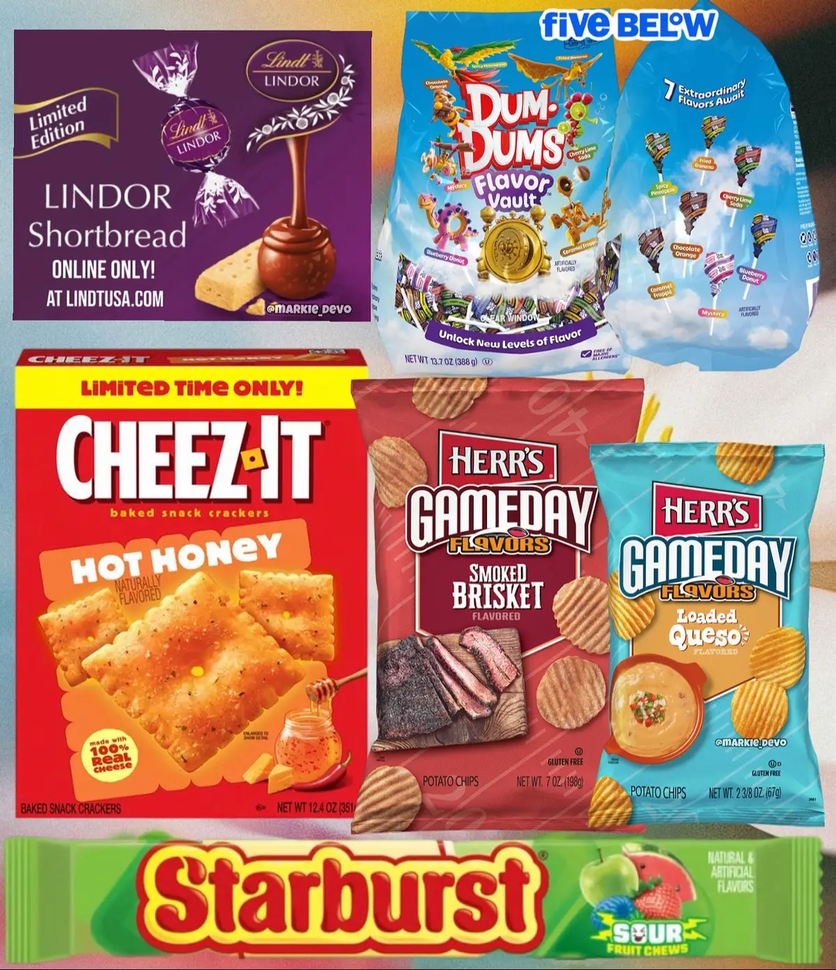 I’m here for the shortbread truffles.🤤 New goods you can find in-stores and online. -Lindt Lindor Shortbread Truffles(Online exclusive at lindtusa.com ) -Dum-Dums Flavor Vault with flavors-Fried Banana, Spicy Pineapple, Caramel Frappe, Chocolate Orange, Cherry Lime Soda, Blueberry Donut and Mystery(Five Below exclusive).  -Cheez-It Hot Honey(Spotted at Walmart) -Herr’s Gameday Flavors in flavors-Smoked Brisket and Loaded Queso(Spotted at ShopRite) -Starburst Sour Fruit Chews(Heading to stores that carry the brand). (News/Image:: @lindt_usa , @dum_dums , @cheezit , @herrs.snacks , @starburst ) Will you try any of these👇🏻 #food #FoodTok #foodtiktok #Foodie #snacks 