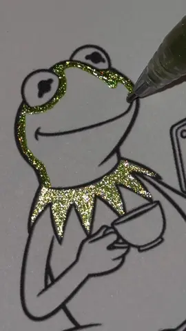 Kermit 🐸☕️ #glittercoloring #aestheticvideos #satisfying #oddlysatisfyingtiktok #coloring 