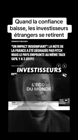 PARTIE 3- Après la baisse de la note de la france, un climat de défiance peut pousser les investisseurs étrangers à réduire leur présence sur le marché français. Abonne-toi pour ne pas manquer la suite. Partie 2 ->  @Flo.off  Partie 1 ->  @Flo.off #notation #fitch #france #cac40 #akaahub 