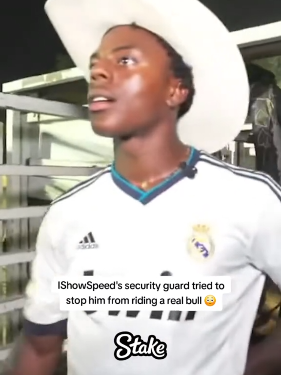 IShowSpeed's security guard tried to stop him from riding a real bull 😳 #ishowspeed #fyp 