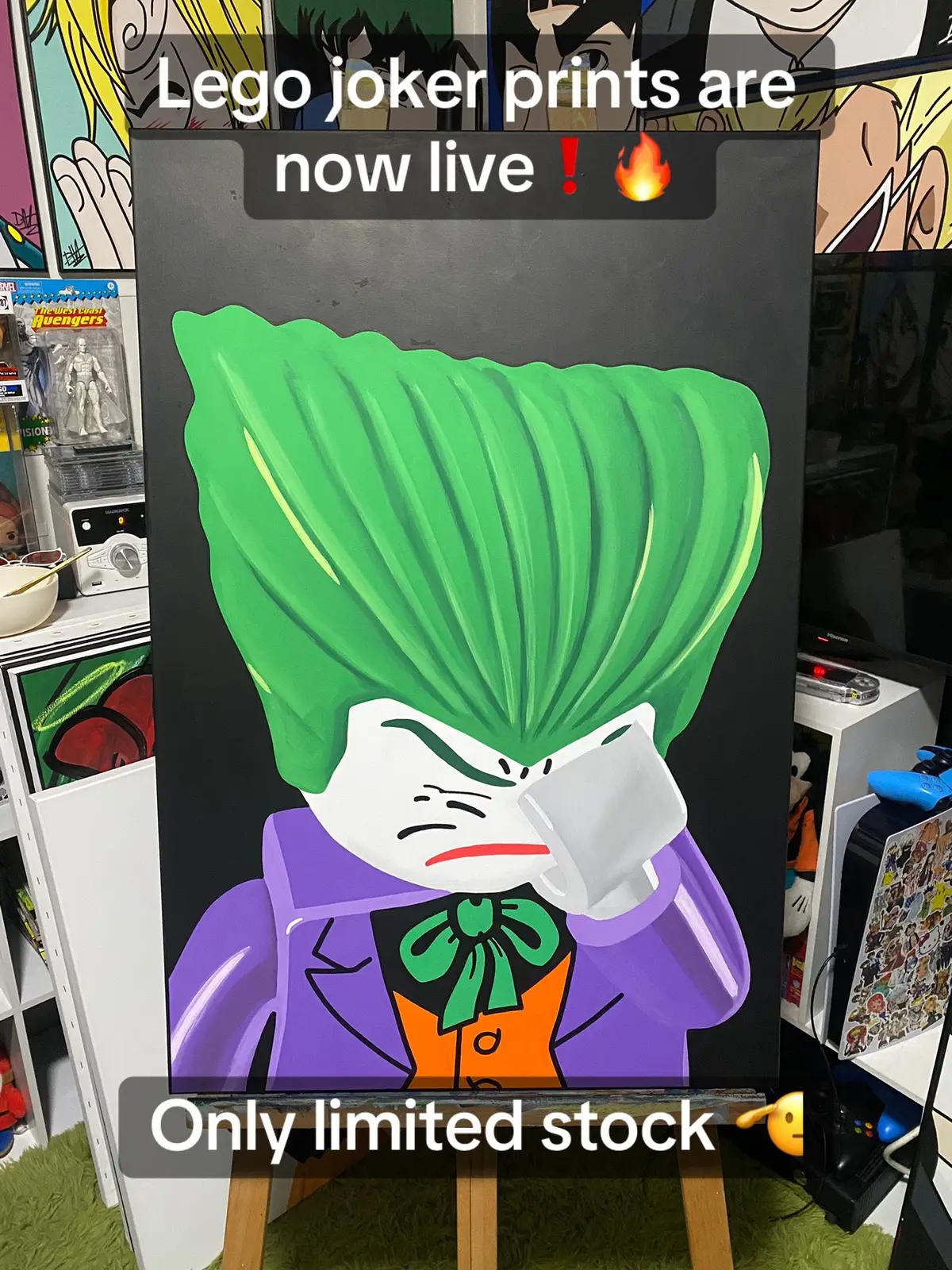 For those who’ve been asking, the prints are finally here only ❗️20❗️limited so get one while you can: DreadHeadArts.com🫡#fyp #art #painting #legobatman 