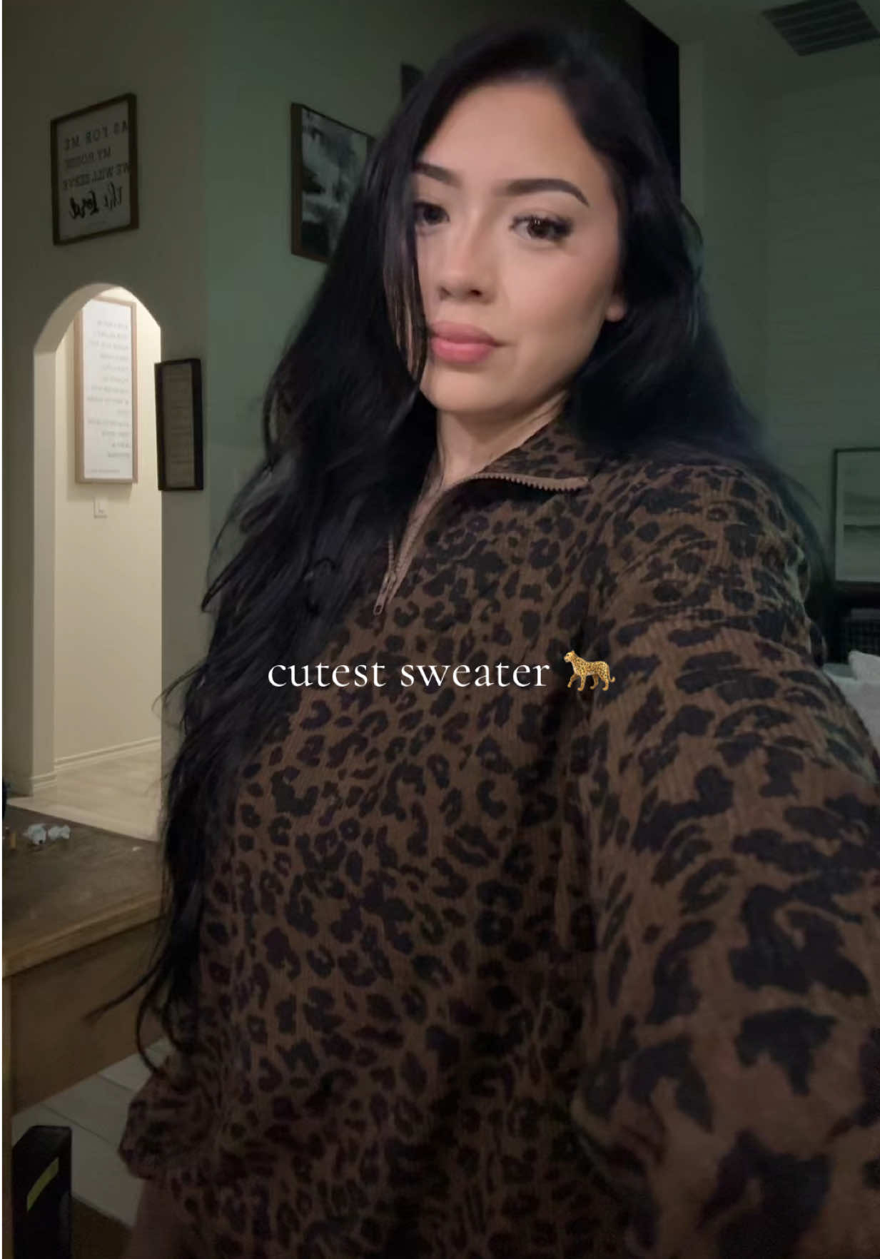 Wearing a medium <3 #sweater #leopard #tiktokshopfinds 