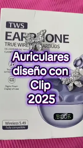 TWS EARPHONE 2025 ,Auricular diseño con clip CON ESTUCHE DE CARGA portatil, ANTICAÍDA con accesorios #auriculares #2025 #musica #fyp #viraltiktok 
