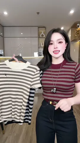 Áo len kẻ ngang thêu xịn đẹp nó xinh lắm luôn Ý mà giá rẻ như này bảo sao mà không hót #aolennu #aodetkim #aodetkimnu #aolen #aolenquangchau 