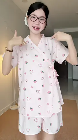 Bộ ngủ KIMONO tay ngắn chất đũi mềm mát   #setdongu #dongukimono #pizama #dobomacnha #xuhuong 