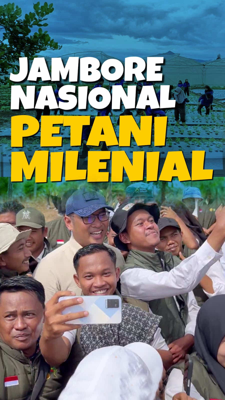𝗝𝗔𝗠𝗕𝗢𝗥𝗘 𝗡𝗔𝗦𝗜𝗢𝗡𝗔𝗟 𝗣𝗘𝗧𝗔𝗡𝗜 𝗠𝗜𝗟𝗘𝗡𝗜𝗔𝗟 Di seluruh penjuru Indonesia, ribuan Duta Petani Milenial sedang bertumbuh dan mencetak sukses dalam skala kecil. Namun, kekuatan mereka akan berlipat ganda jika disatukan dalam satu barisan, satu semangat, dan satu visi besar untuk kedaulatan pangan Indonesia. Maka dari itu, kami menggagas sebuah Jambore Nasional Petani Milenial. Sebuah ajang untuk mengumpulkan seluruh 