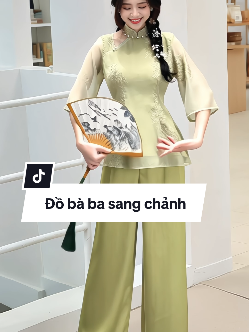 Set đồ bà ba nữ voan thêu hoa đính ngọc tay lửng phối quần lụa dáng dài xinh xắn duyên dáng #setdobaba #setaobaba #setdodichua #dodile #xuhuong 