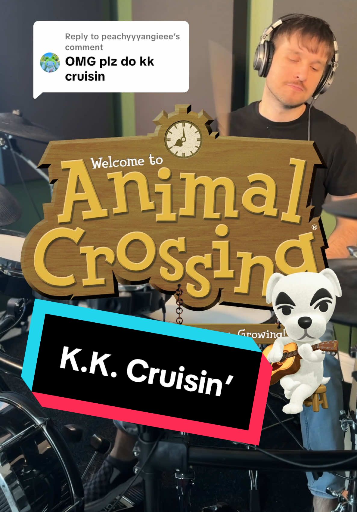Replying to @peachyyyangieee  K.K. Cruisin’ drum/guitar cover #animalcrossing #acnh #drums #drumcover #guitarcover