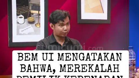 BEM UI MENGATAKAN BAHWA, MEREKALAH PEMILIK KEBENARAN DI NEGARA INI SECARA LEGAL. @BEM UI @Universitas Indonesia  Untuk Video selengkapnya, bisa saksikan di acara OTT (On The Table) di playlist channel Youtube cumicumicom KETUA BEM UI DITANTANG BONGKAR FAKTA TUNTUTAN 17+8 || OTT https://youtube.com/cumicumicom