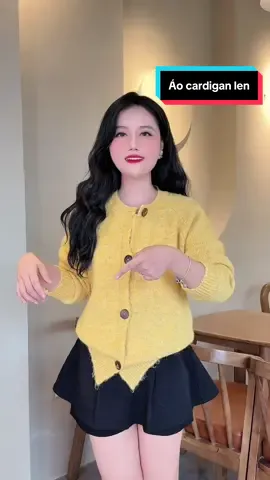 Áo Len Cadigan Cúc Gỗ Màu Vàng đẹp lắm các bà ơi #cardigan #aolen #hienhoidieu #viral #fypシ゚ 