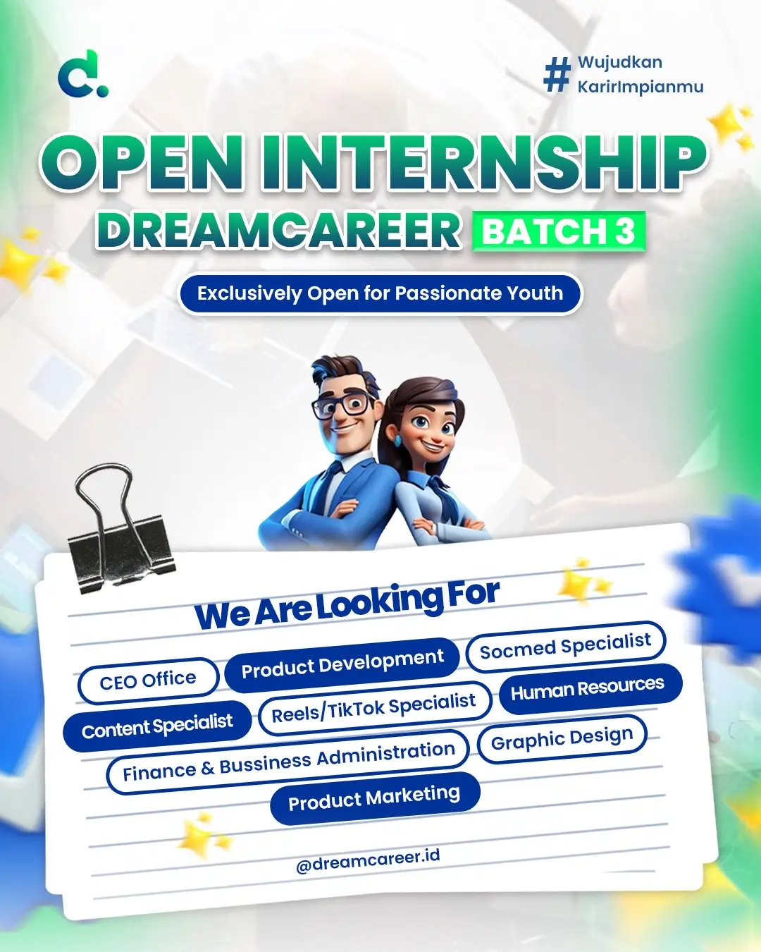 🚨 DREAMCAREER INTERNSHIP PROGRAM IS BACK! 🚨 Hai Dreamers! Siap #levelup karier kamu lewat magang yang fleksibel dan penuh manfaat? 💼✨ 🎯 Di DreamCareer, kamu bisa:  ✅ Magang WFH sambil ngerjain real project ✅ Akses GRATIS produk digital senilai 2 JUTA!  ✅ Sertifikat + Rekomendasi LinkedIn  ✅ Coaching karier bareng profesional  ✅ Kesempatan direkomendasikan ke HR perusahaan top  ✅ CV Review pakai AI & banyak benefit keren lainnya!  Belajar, berkembang, dan berdampak bareng tim inspiratif di dunia edukasi! 💪🔥 📆 Deadline pendaftaran: 28 September 2025 📍 Klik link di bio @dreamcareer.idn buruan daftar sekarang sebelum slot penuh! 🔗 Guidebook: https://bit.ly/GuideBookDCBatch3 🔗 Pendaftaran: https://bit.ly/RegistDC3 ❓Kalau ada pertanyaan lebih lanjut boleh banget langsung DM kita yaa! 🤗 #MagangOnline #Internship2025 #DreamCareer #MagangRemote    