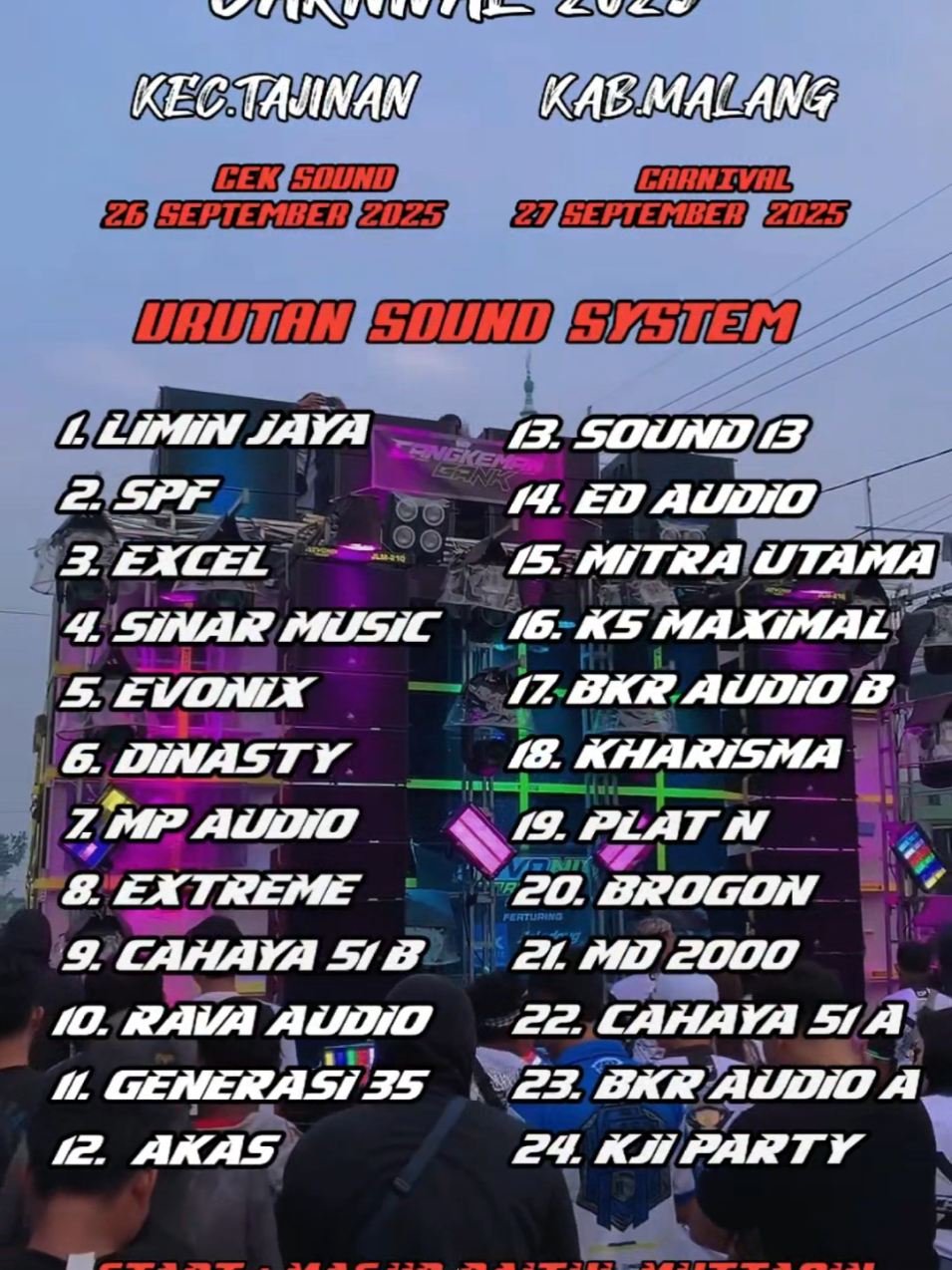 urutan sound system karnaval sumbersuko tajinan malang #karnaval2025 #audiosoundsystem #lebakharjo #soundhoregjawatimur #fypage 