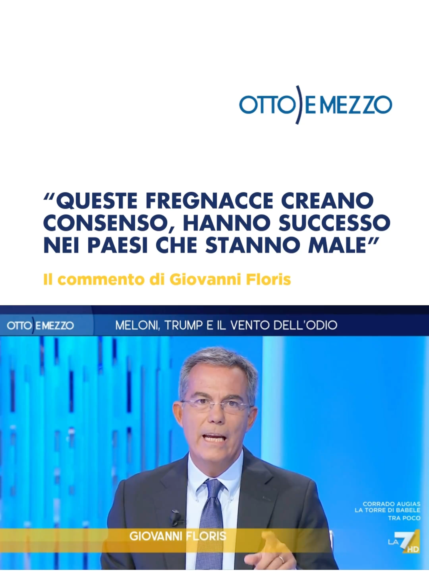 Giovanni Floris spiega perché certi slogan della destra populista attecchiscono: non per la loro forza intrinseca, ma perché trovano terreno fertile dove c’è crisi, disagio, sfiducia. #ottoemezzo #giovannifloris #lilligruber #politica #davedere
