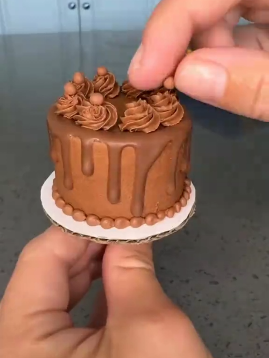 Mini cake made with crushed Oreo biscuits, layered with creamy filling and topped with chocolatey goodness for a rich, indulgent treat. #mini #oreo #cake #creative #yummy #trending #foryou #100kviews 
