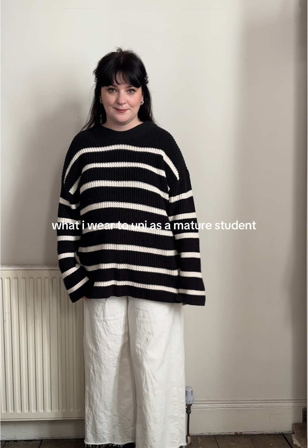 In a long term committed relationship with this striped jumper (2020 - ) 🖤 #monochromeoutfits #unioutfit #maturestudent #transitionaloutfits #OOTD 