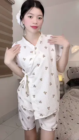 Bộ ngủ KIMONO tay ngắn chất đũi mềm mát   #setdongu #dongukimono #pizama #dobomacnha #xuhuong 