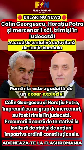 Călin Georgescu, Horațiu Potra și mercenarii lui au fost trimiși în judecată! Călin Georgescu și Horațiu Potra, împreună cu un grup de mercenari, au fost trimiși în judecată. Procurorii îi acuză de tentativă la lovitură de stat și de acțiuni împotriva ordinii constituționale. #BreakingNews #romania georgescu #justitie #stiri 
