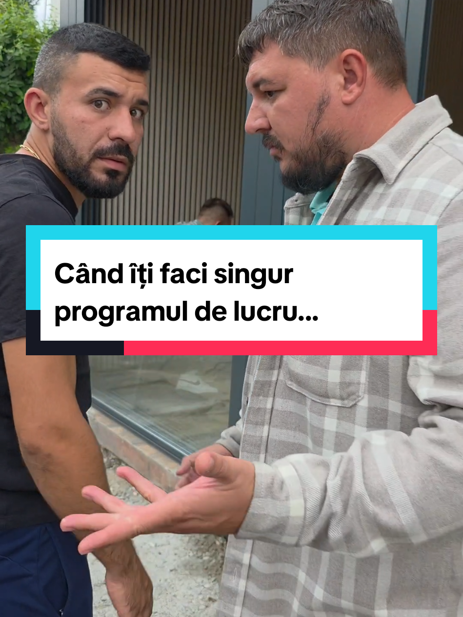 Când nu mai aștepți după nimeni și îți faci singur programul de lucru 😜. Au facut corect băieții? #fyp #viral #job #comedie #happymixgrill 