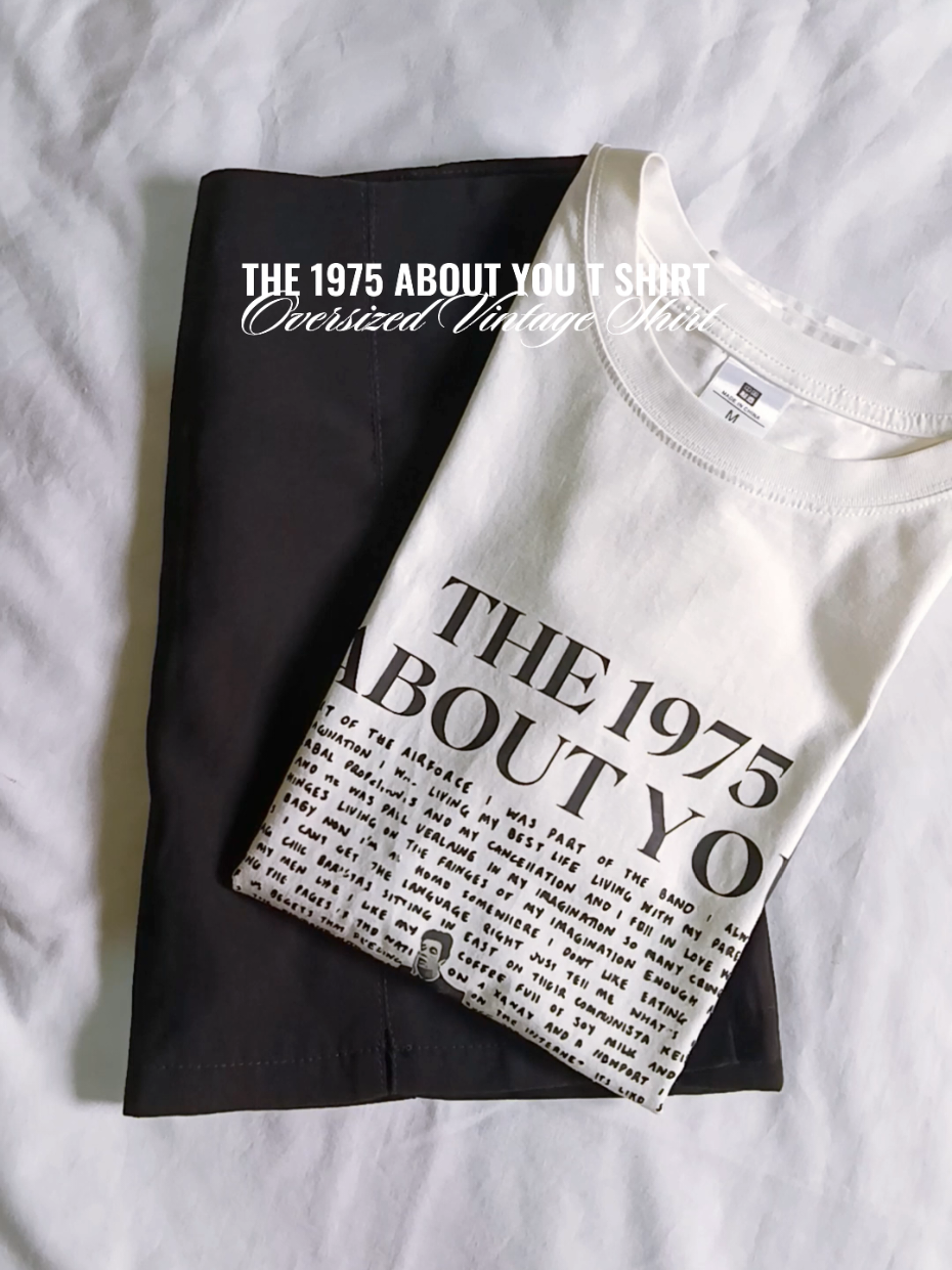 how I style my music band shirt—the 1975 about you oversized shirt  #the1975 #tshirt #outfitideas #tiktokfinds #shirtrecommendation  the 1975 the 1975 about you shirt t shirt  oversized shirt unisex shirt vintage shirt music band shirt