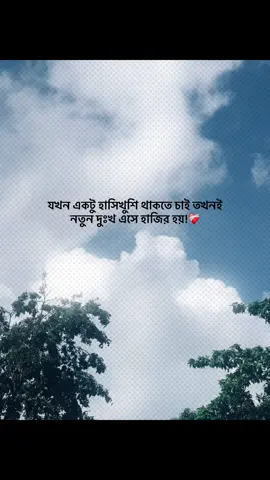 যখন একটু হাসিখুশি থাকতে চাই তখনই নতুন দুঃখ এসে হাজির হয়!❤️‍🩹 #foryou #banglacaption #sadcaption #emotionalvideo #fyp 