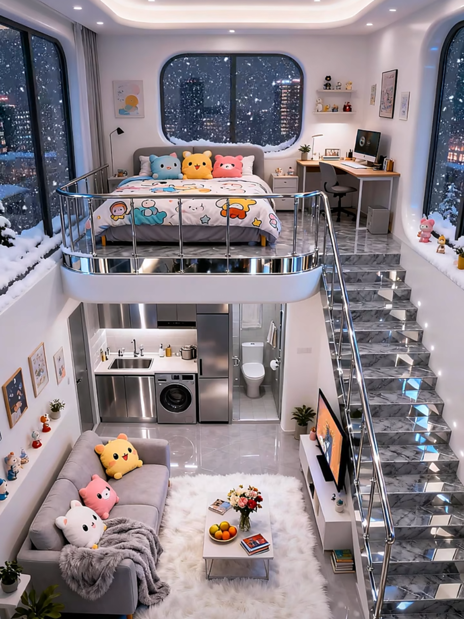 Đẹp lung linh là đây chứ đâu bên ngoài mưa tuyết nhưng bên trong lại ấm cúng lạ thường #thanhphovedem #canhdep #chillwithtiktok #chill #nhadep 